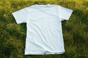 Weiß Neu T-Shirt Attrappe, Lehrmodell, Simulation. generieren ai foto