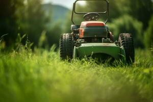 Mäher Gras elektrisch. generieren ai foto