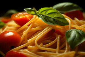 Pasta Italienisch Tomate Basilikum. generieren ai foto