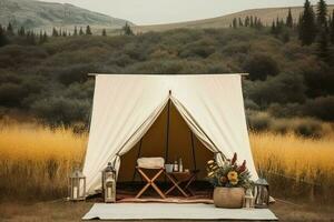 Glamping Hintergrund. generieren ai foto