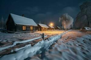 Winter Dorf Schnee Erholungsort. generieren ai foto