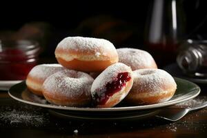 Donuts Gelee gebacken. generieren ai foto