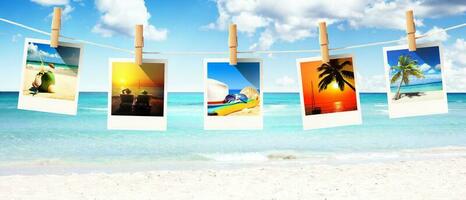 Landschaft mit Fotos am tropischen Strand - Sommerurlaub.