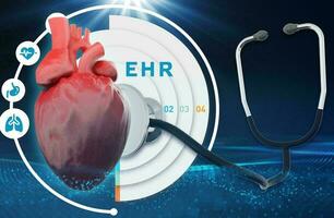 medizinisch Forschung, Gesundheit Technologie, Gesundheitswesen und Medizin Konzept. Techniker mit Digital Tablette, studieren chemisch Elemente im Krankenhaus laboratoty mit medizinisch Symbole, Mikrobiologie foto