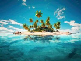 tropisch Palme Baum Insel mit Palme Bäume - - generativ ai foto