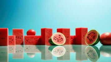 surreal Wassermelone Komposition im Minimalismus auf lebendig Hintergrund foto