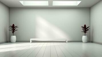minimalistisch Weiß Innere Hintergrund, echt Fotografie glatt Beleuchtung ai generativ foto