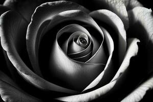 ein schwarz und Weiß Foto von ein Rose. ai generiert
