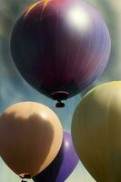 ein Bündel von heiß Luft Luftballons fliegend im das Himmel. ai generiert foto