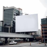 ai generativ Weiß Plakatwand im das Stadt foto