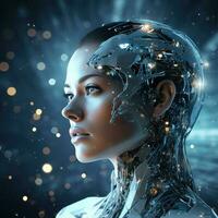 stilvoll gut aussehend Cyborg Kopf im Profil, futuristisch Mann, künstlich Intelligenz generativ ai Technologie generativ ai Technologie, foto