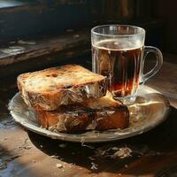 Toast und Kaffee Bild Fotografie gemacht durch ai generiert foto