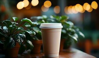 Hand halten Papier Kaffee Tasse generiert durch ai foto