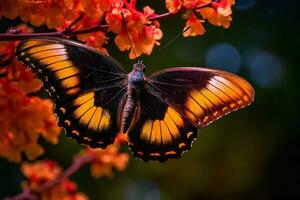Schmetterling auf ein Blume im ein Garten. ai generativ foto