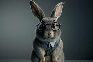 Hase tragen Brille und tragen ein formal Anzug. ai generativ. foto
