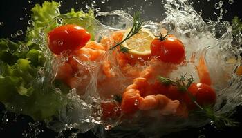 Frische und Natur im ein gesund Mahlzeit von organisch Vegetarier Salat generiert durch ai foto