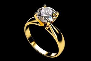 Diamant Gold Engagement Ring. generativ ai foto