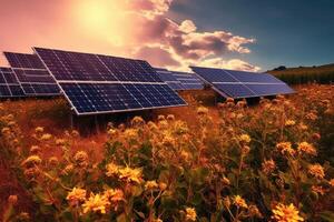 Solar- Paneele im Natur. generativ ai foto