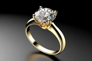 Diamant Gold Engagement Ring. generativ ai foto