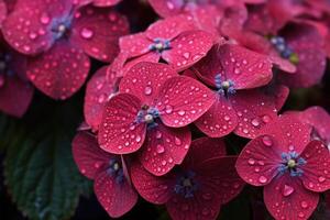 rot Hortensie Hortensie Makrophylla. generativ ai foto