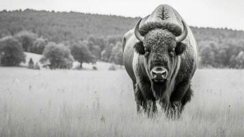 Stier Bison im Natur. generativ ai foto