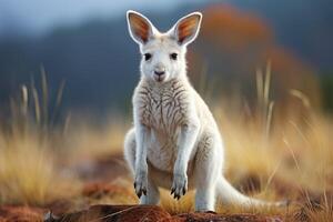 Weiß farbig Albino Wallaby. generativ ai foto