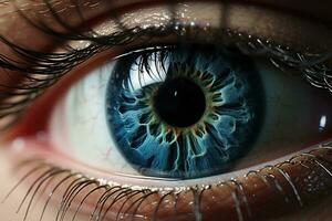 Makro Bild von Mensch Auge. generativ ai foto