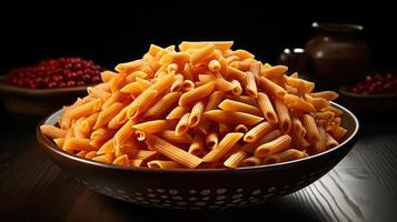 roh Italienisch Penne rigate Pasta. generativ ai foto