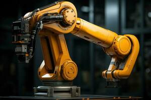Roboter Arm modern industriell Technologie. generativ ai foto