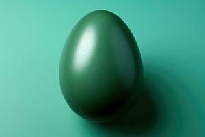 Single Ostern Grün farbig Ei auf Grün Hintergrund. generativ ai foto