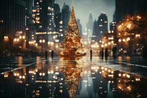 Weihnachten Baum im das Stadt. generativ ai foto