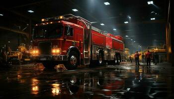 Feuer Motor rettet Feuerwehrmann, Transport Auto, Land Fahrzeug, Feuer Bedienung generiert durch ai foto