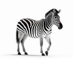 Zebra Stehen auf Weiß Oberfläche mit es ist Mund öffnen und Zunge aus. generativ ai foto