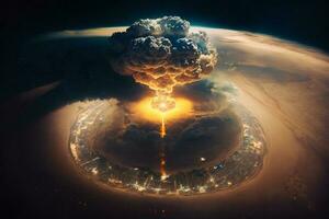 ein Bild von nuklear Explosion im das Himmel. generativ ai foto