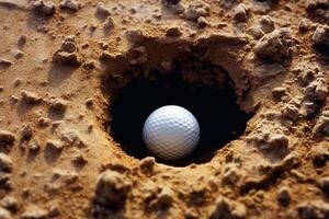 Golf Ball auf Grün Gras bereit zu Sein geschlagen auf Golf Kurs. generativ ai foto