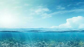 Meer, Ozean Wasser. Netz Banner mit Kopieren Raum. generativ ai foto