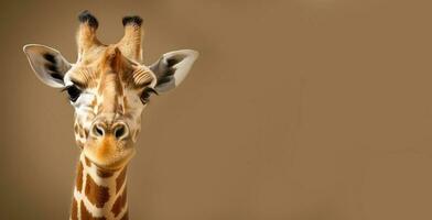 Rothschild Giraffe Porträt auf braun Hintergrund mit Platz zum Text. generativ ai foto