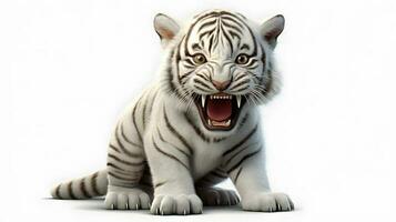 Baby Weiß Tiger oder gebleicht Tiger isoliert auf Weiß Hintergrund. ai generiert foto
