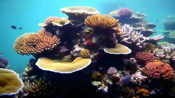Koralle Riff im das unter Wasser Welt. Marine Leben. Meer Kreaturen. ai generiert foto