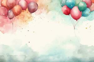 Aquarell Geburtstag Hintergrund mit Luftballons foto