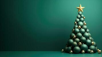 kreativ Kunst Stil Weihnachten Baum auf ein Grün Hintergrund Minimalismus foto