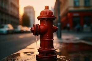 Hydrant Straße Stadt. generieren ai foto