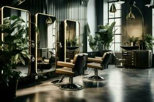 Friseur Salon Innere Stil. generieren ai foto