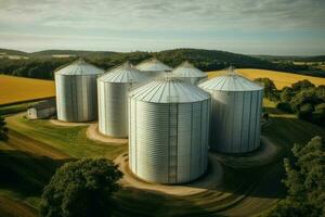 Korn Silos Landschaft. generieren ai foto