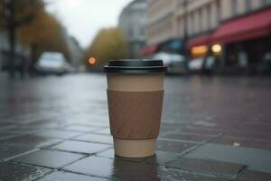 wegbringen Kaffee Straße. generieren ai foto