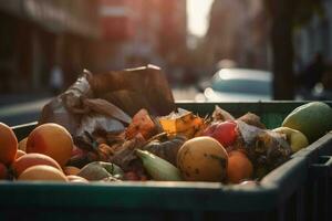 Gemüse Müll geworfen. generieren ai foto