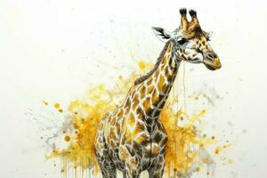 Giraffe spritzt Tier Aquarell. generieren ai foto