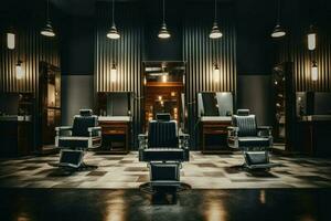 Friseur Salon Innere Design. generieren ai foto