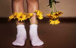 Sommer- und Blumen im Socken foto