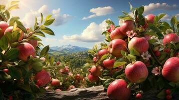 Sommer- sonnig Apfel Garten foto